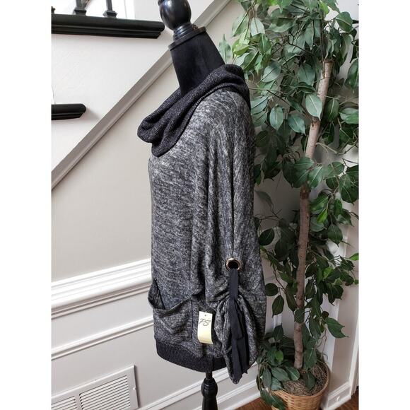 PerSeption Concept Sweater Womens L Gray Heather Cowl Neck Long Sleeve Pockets - Picture 9 of 13